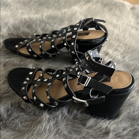 Betsey Johnson Black Strappy Studded Sandals - Picture 2 of 5